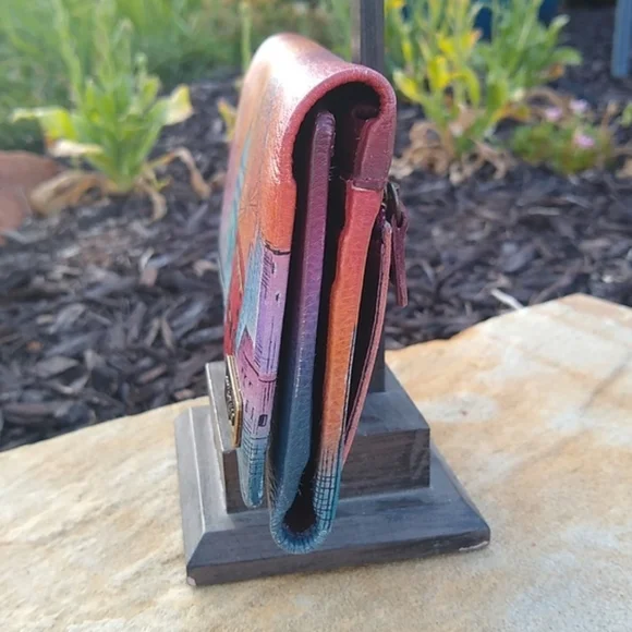 Anuschka London Sunset Handpainted  Leather Wallet - Picture 9 of 12